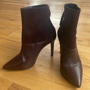 Reiss Burgandy/Wine Pointed Toe Booties/Heels suede and leather
